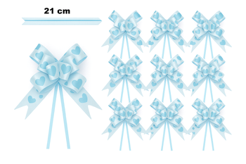Blaue Zierschleife mit Herzmotiv - 21 cm (10er Set).)