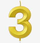 Goldene Geburtstagskerze in Form einer Zahl "3"