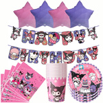 Kuromi & My Melody Birthday Set - Rosa und lila Dekorationen (45 Artikel)