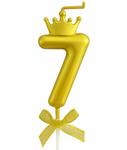 Gold birthday candle – Number 7 with a crown