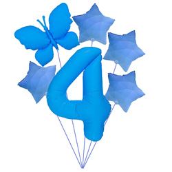 "Luftballon-Set "Blau mit Schmetterling - ideal für 4. geburtstag
