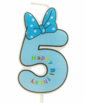 Kinderkerze Nummer "5" blau