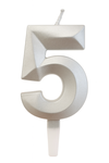 Silberne Geburtstagskerze in Form einer Zahl "5"