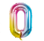 Folienballon Nummer "0" Regenbogen (100cm).)