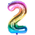 Folienballon Nummer "2" Regenbogen (100cm).)