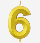 Goldene Geburtstagskerze in Form einer Zahl "6"