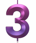 Purple-Pink Number "3" Candle