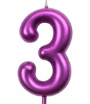 Geburtstagskerze Nummer "3" - Himbeere metallic