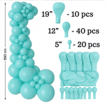 Deko-Ballon-Set - Farbe Azurblau(064), 70 Stück. (19", 12", 5")