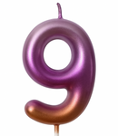 Geburtstagskerze Nummer "9" - Regenbogen metallic
