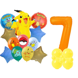 Set von Zahlen 7 Pokemon Folie und Gummi bedruckte Ballons