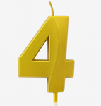 Goldene Geburtstagskerze in Form einer Zahl "4"