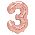 Balloon Foil Number "3" RoseGold (100cm.)