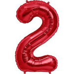 Folienballon Nummer "2" Rot (100cm).)