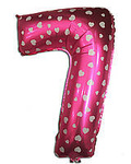 Ballon Nummer "7" Rosa mit Herzen (40cm)