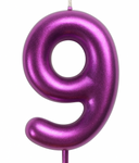 Geburtstagskerze Nummer "9" - Metallic-Himbeere