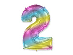 Folienballon Nummer "2" Flexmetal, Ombre (100cm).)