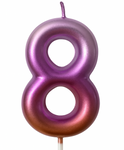 Geburtstagskerze Nummer "8" - Regenbogen metallic