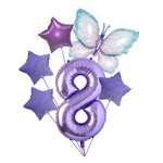 Set aus 8. Geburtstag Ballons mit Schmetterling