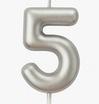 Silver birthday candle number "5" - elegance for every occasion