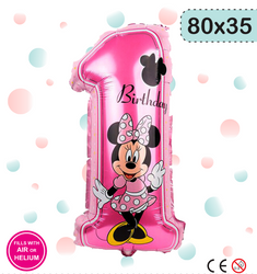 Folienballon Nummer 1 Minnie (35cm*80cm)