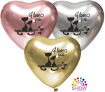 I LOVE YOU Herz Ballons. CHROME CATS (10 Stück).)