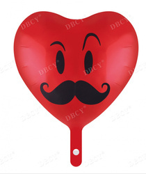 Folienballon Heart Moustache Emotional 18" (45cm).)