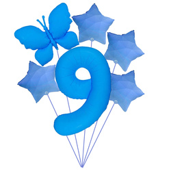 "Luftballon-Set "Blau mit Schmetterling - ideal für 9. geburtstag