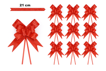 Dekorative rote Schleife mit geprägtem Design - 21 cm (10er Set).)