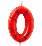 Spider-Man "0" Geburtstagskerze - rot und schwarz