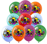 Happy Birthday bedruckte Gummiballons (10 Stück).)
