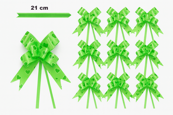 Grüne Zierschleife mit Herzmotiv - 21 cm (10er Set).)