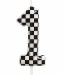 Birthday candle number "1" - checkerboard pattern, race
