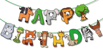 Papiergirlande Happy Birthday Animals (1 Stück)