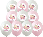 Hello Baby GIRL bedruckte Gummiballons (10 Stück).)