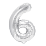 Folienballon Nummer "6" Silber (100cm).)