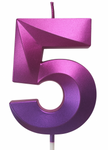 Purple-Pink Number "5" Candle