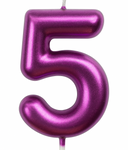 Geburtstagskerze Nummer "5" - Himbeere metallic
