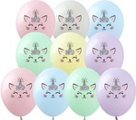 Bedruckte Gummiballons Einhorn Katze (10 Stück).)