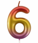 Birthday candle in the shape of the number 6 - pink and gold, elegant