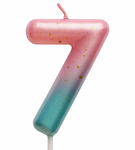 Birthday Candle Number "7" – Pink-Mint Ombre Design