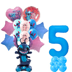 Set von 5th Birthday Stitch Folie und Gummi bedruckte Ballons