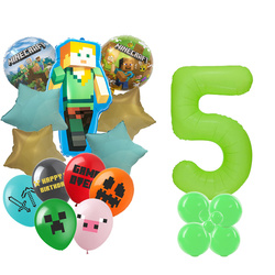 Satz von 5 Minecraft Pixels Folie und Gummi bedruckte Ballons