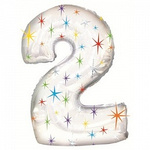 Balloon Foil Number "2" White with Stars (100cm.)