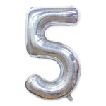 Folienballon Nummer "5" Silber Holo (100cm.)