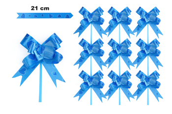 Blaue Zierschleife mit Herzmotiv - 21 cm (10er Set).)