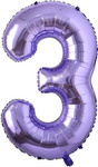 Balon Foliowy Cyferka "3" Fioletowa (100cm.)