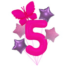 "Ballon-Set "Rosa 5 mit Schmetterling - Neon & Pastell Sterne