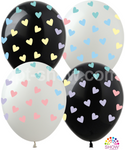 Balloons 12" with print "Colorful hearts" (10 pcs.)