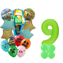 Satz von 9 Minecraft Pixels Folie und Gummi bedruckte Ballons